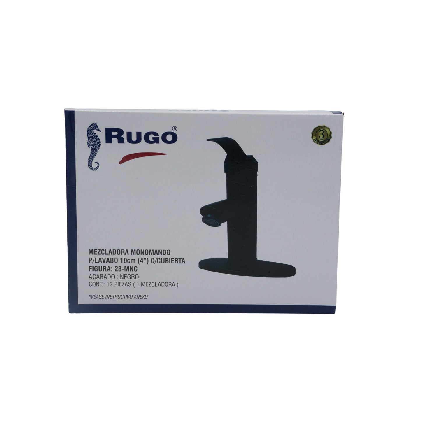 MEZCLADORA MONOMANDO BAJO PARA LAVABO NEGRO MATE RUGO 23-MNC