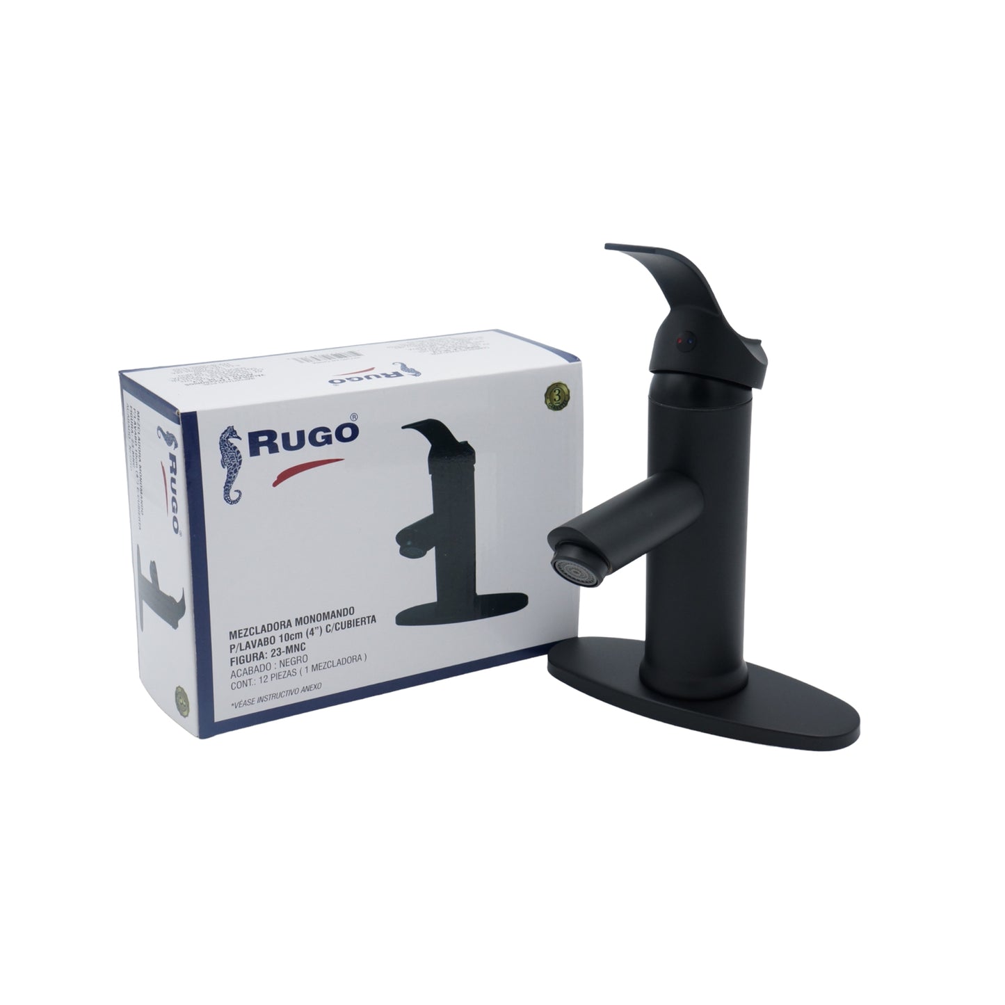 MEZCLADORA MONOMANDO BAJO PARA LAVABO NEGRO MATE RUGO 23-MNC