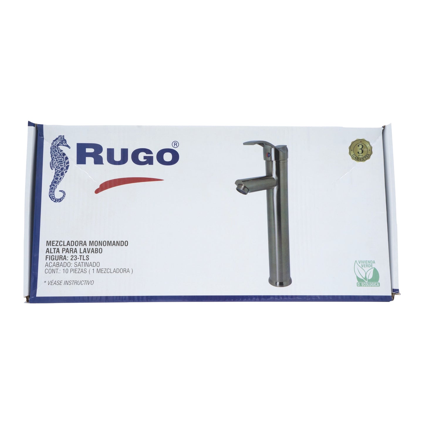 MEZCLADORA MONOMANDO ALTO PARA LAVABO SATINADO RUGO 23-TLS