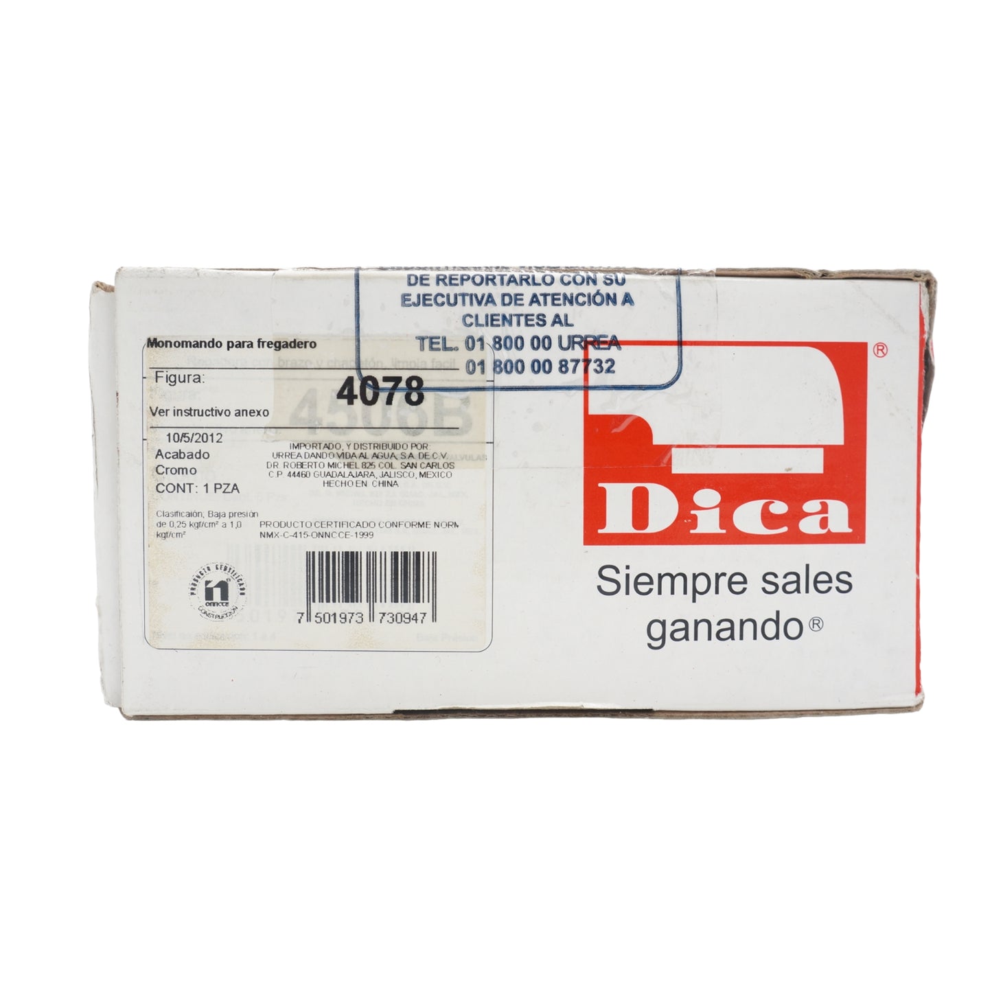MONOMANDO ECOLOGICO PARA FREGADERO NARIZ GIRATORIA CROMADA DICA 4078