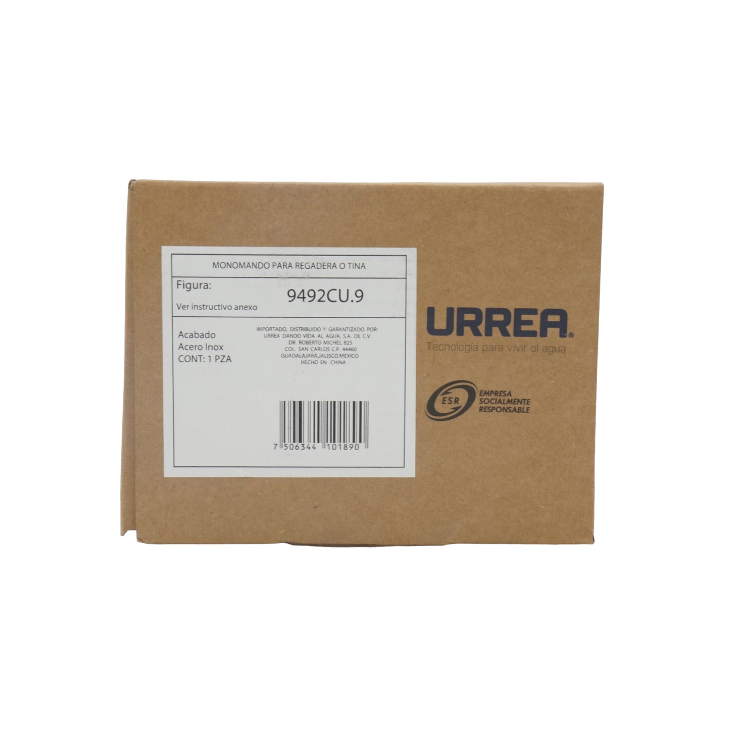 MONOMANDO DE EMPOTRAR PARA REGADERA O TINA CUADRADO SATIN URREA 9492CU.9