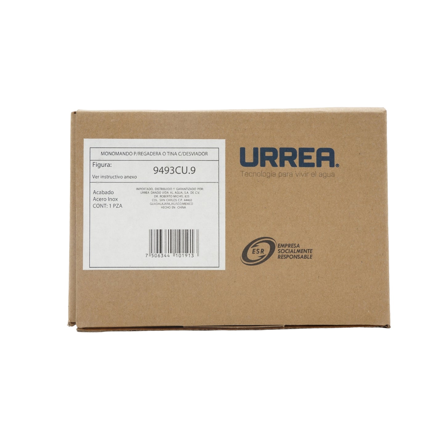 MONOMANDO DE EMPOTRAR PARA REGADERA Y TINA CON DESVIADOR SATIN URREA 9493CU.P