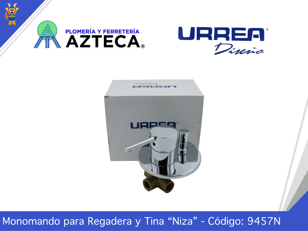 MONOMANDO DE EMPOTRAR PARA REGADERA Y TINA CON DESVIADORNIZA CROMADO URREA 9457N