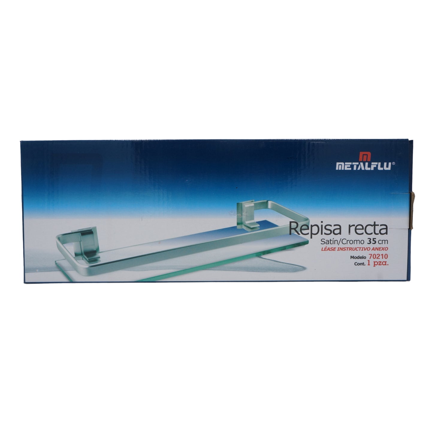REPISA RECTA DE CRISTAL Y ALUMINIO SATINADO 35 CM. METALFLU 70210