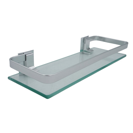 REPISA RECTA DE CRISTAL Y ALUMINIO SATINADO 35 CM. METALFLU 70210