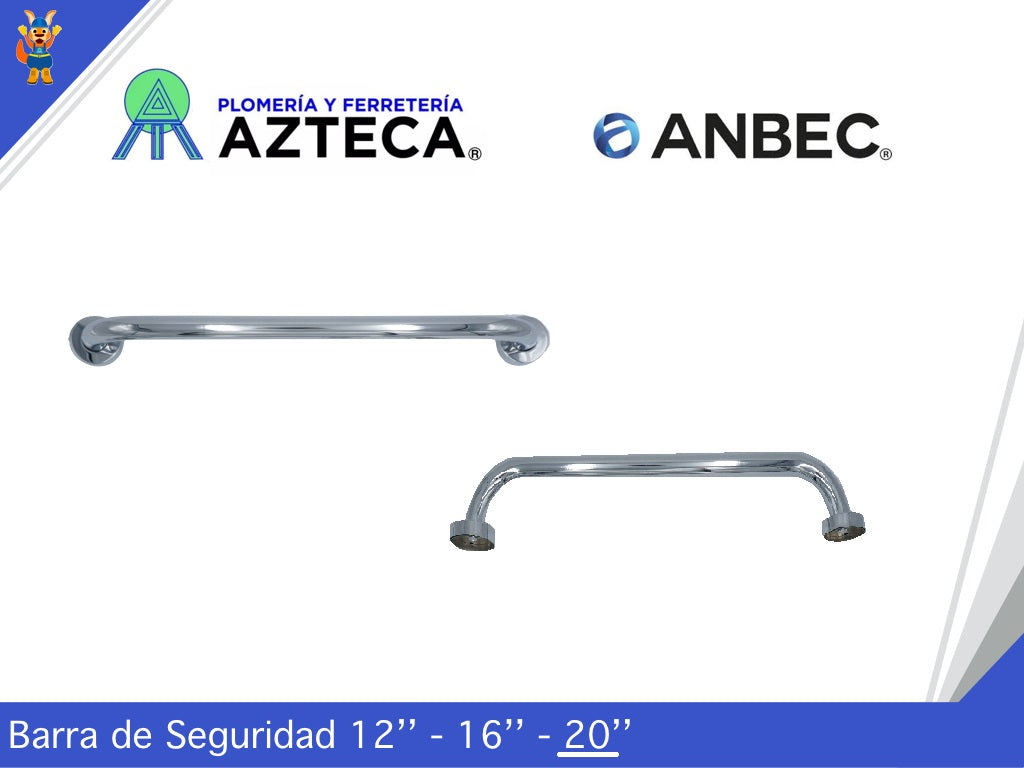 BARRA DE SEGURIDAD 20" ACERO INOXIDABLE CROMADO ANBEC ANBA1920