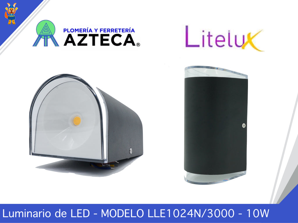 LUMINARIO ARBOTANTE DE MURO PARA INTERIOR Y EXTERIOR LITELUX 10W LLE1024N/3000