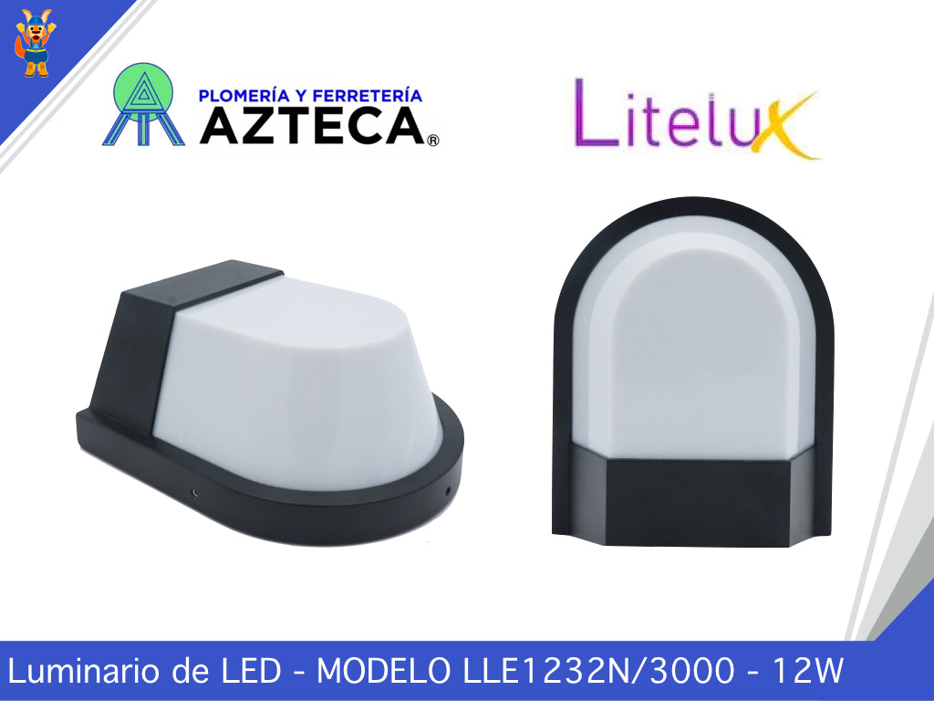 LUMINARIO ARBOTANTE DE MURO PARA INTERIOR Y EXTERIOR LITELUX 12W LLE1232N/3000