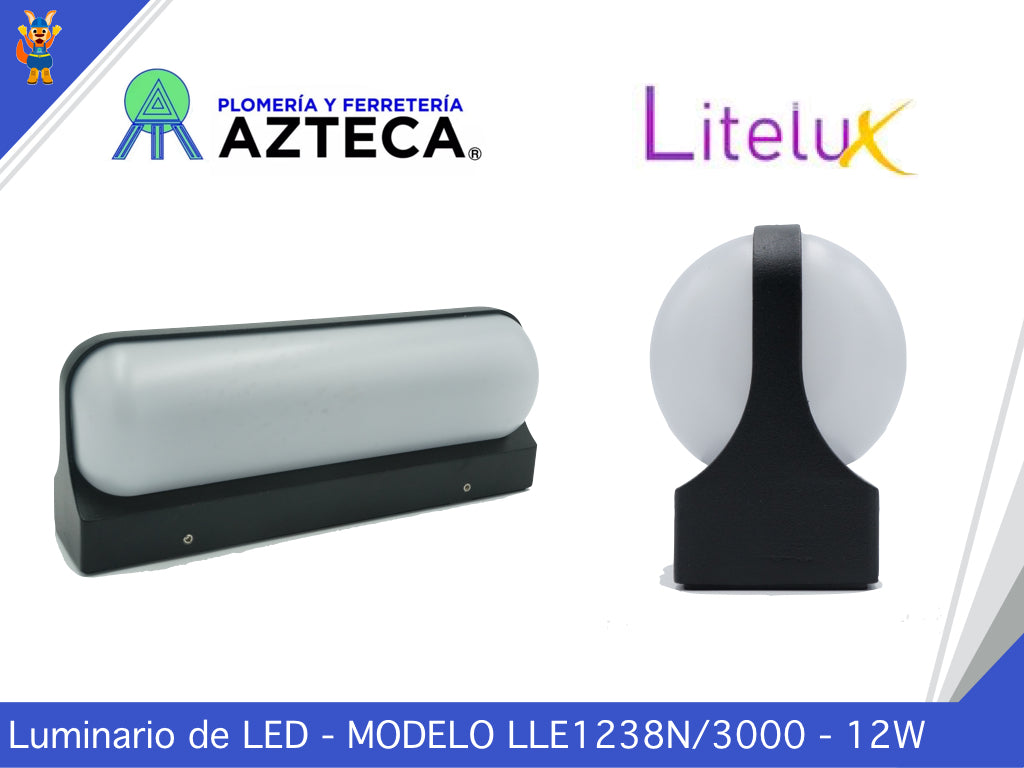 LUMINARIO ARBOTANTE DE MURO PARA INTERIOR Y EXTERIOR LITELUX 12W LLE1238N/3000
