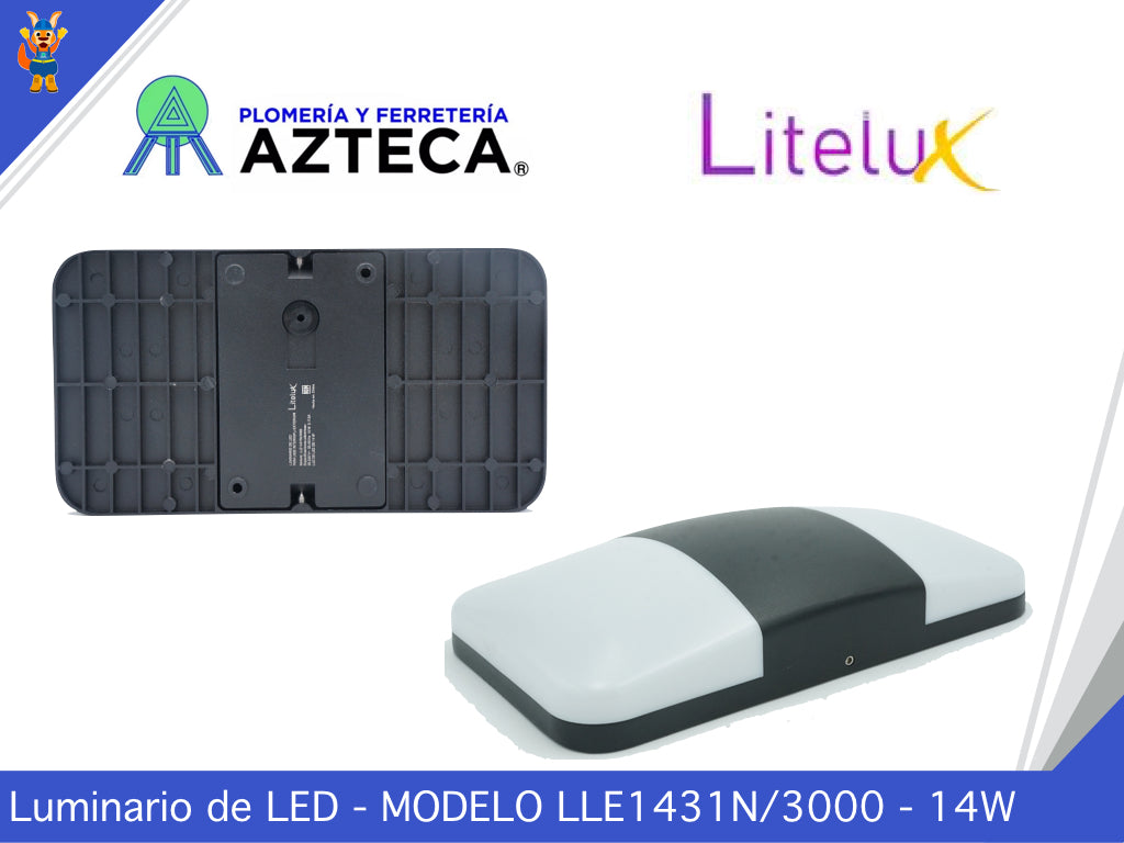 LUMINARIO ARBOTANTE DE MURO PARA INTERIOR Y EXTERIOR LITELUX 14W LLE1431N/3000