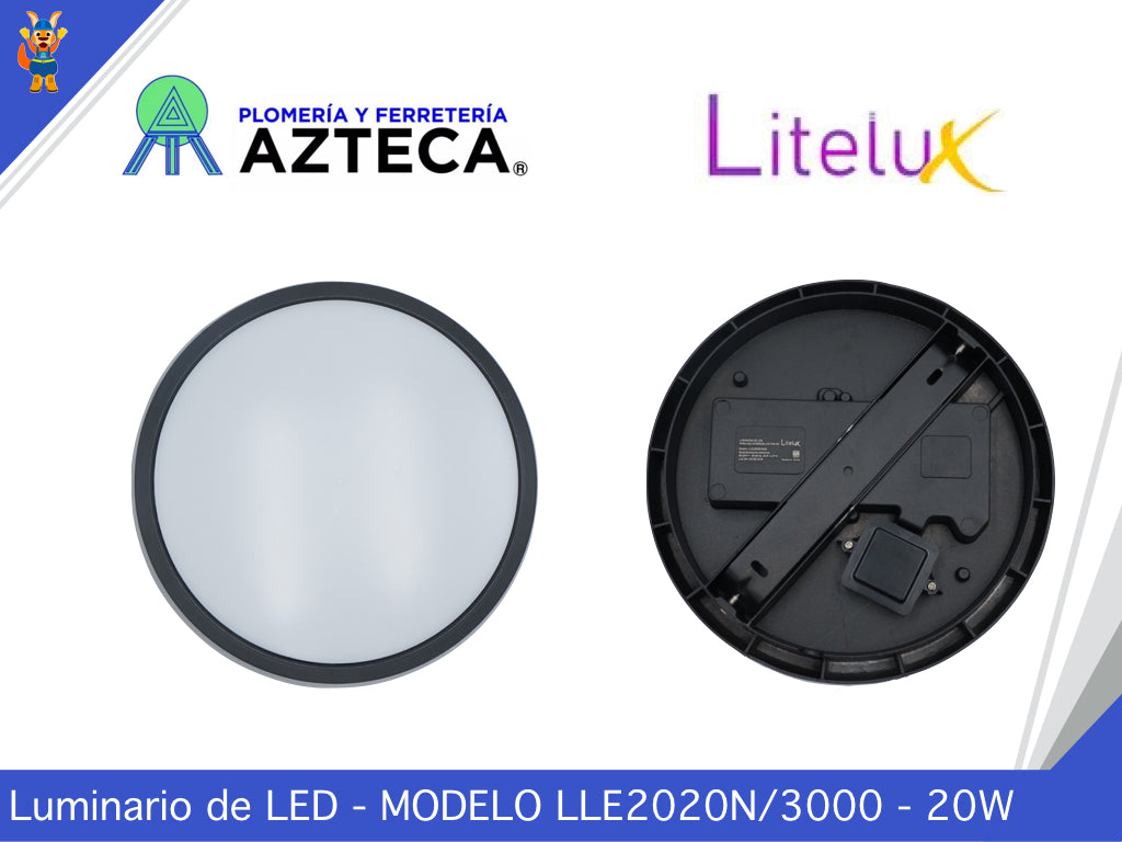 LUMINARIO ARBOTANTE DE MURO PARA INTERIOR Y EXTERIOR LITELUX 20W LLE2020N/3000