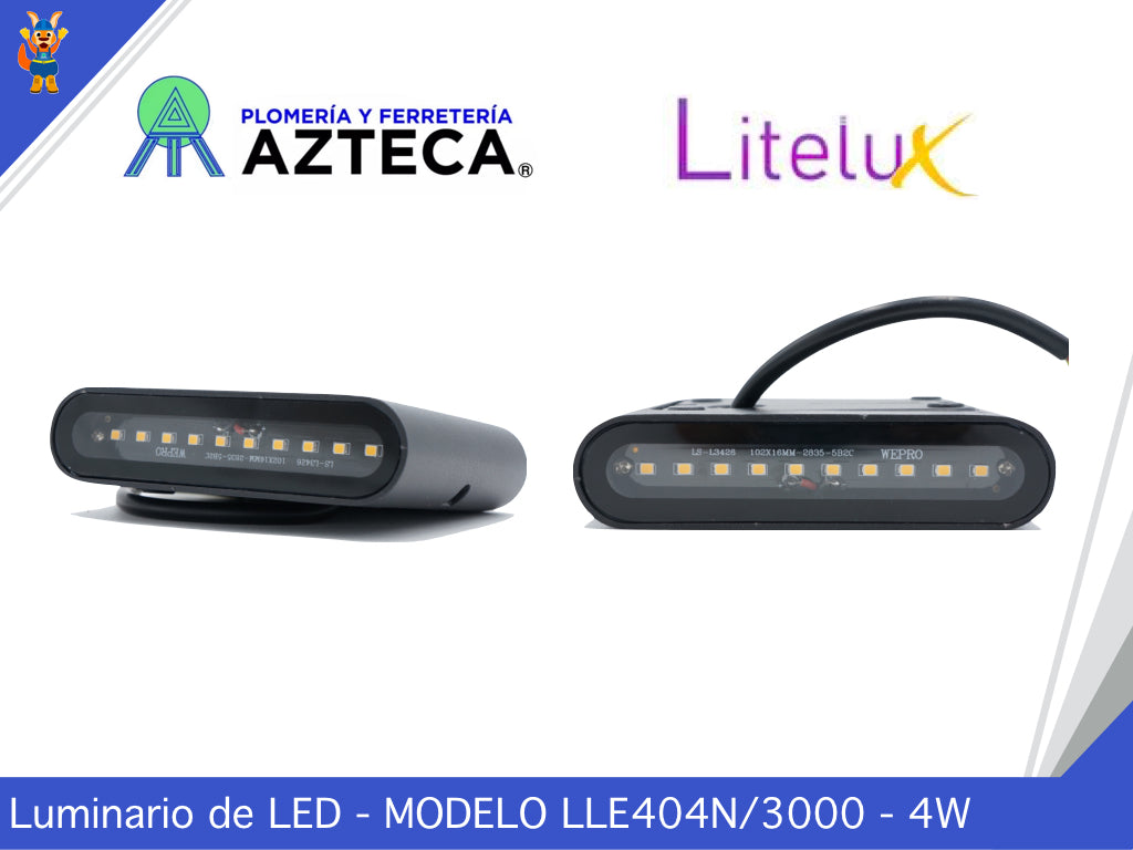 LUMINARIO ARBOTANTE DE MURO PARA INTERIOR Y EXTERIOR LITELUX 4W LLE404N/3000