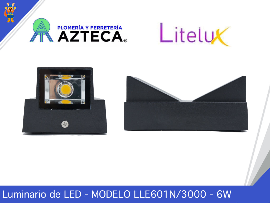 LUMINARIO ARBOTANTE DE MURO PARA INTERIOR Y EXTERIOR LITELUX 6W LLE601N/3000