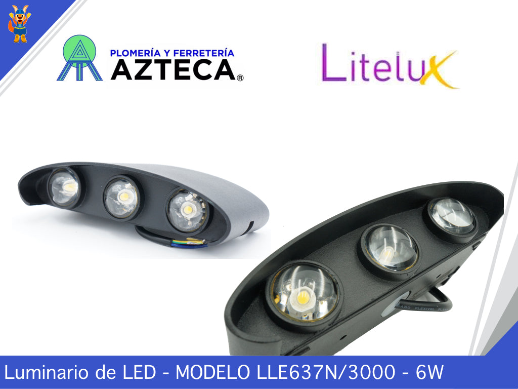 LUMINARIO ARBOTANTE DE MURO PARA INTERIOR Y EXTERIOR LITELUX 6W LLE637N/3000