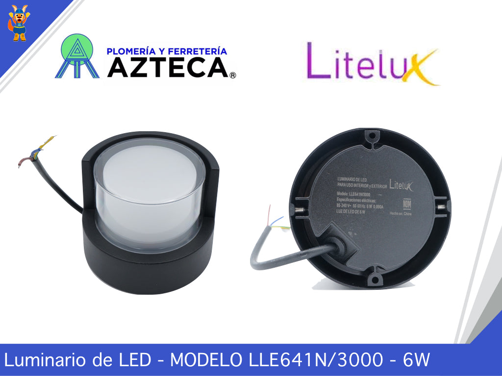 LUMINARIO ARBOTANTE DE MURO PARA INTERIOR Y EXTERIOR LITELUX 6W LLE641N/3000