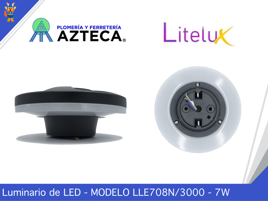 LUMINARIO ARBOTANTE DE MURO PARA INTERIOR Y EXTERIOR LITELUX 7W LLE708N/3000