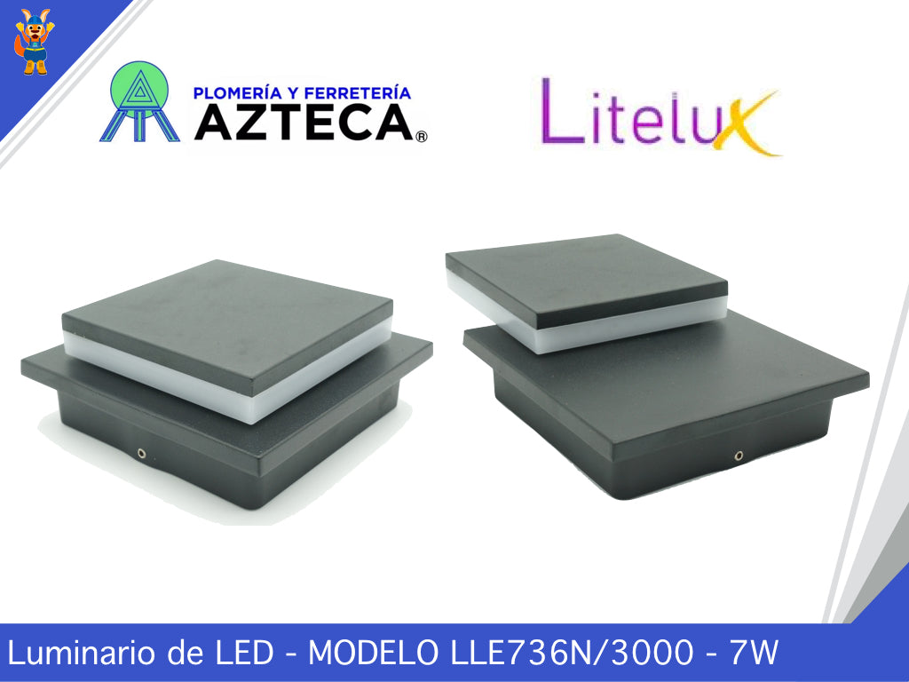 LUMINARIO ARBOTANTE DE MURO PARA INTERIOR Y EXTERIOR LITELUX 7W LLE736N/3000