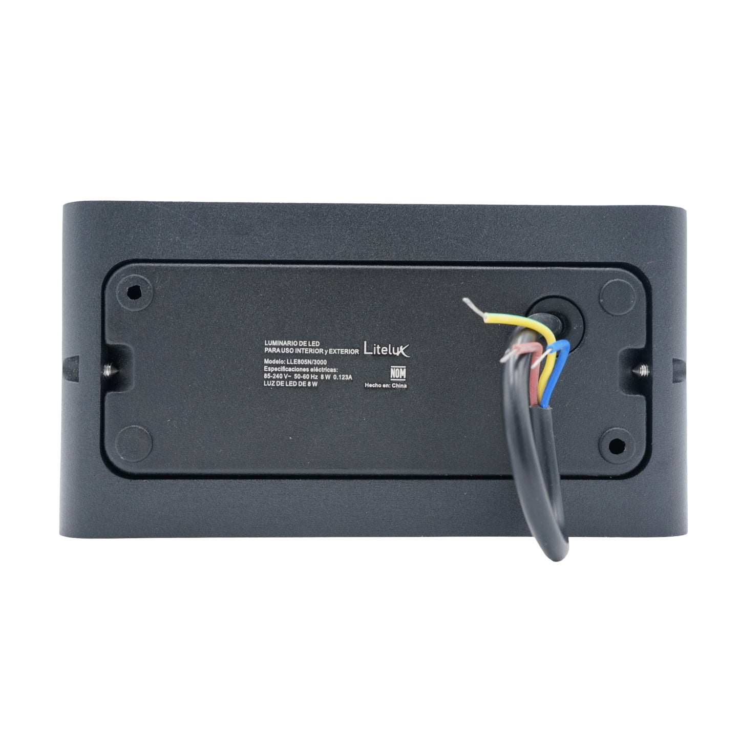 LUMINARIO ARBOTANTE DE MURO PARA INTERIOR Y EXTERIOR LITELUX 8W LLE805N/3000