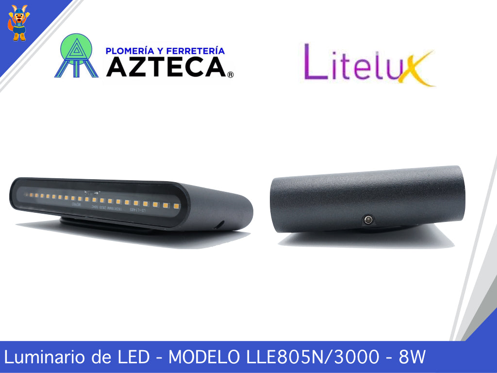 LUMINARIO ARBOTANTE DE MURO PARA INTERIOR Y EXTERIOR LITELUX 8W LLE805N/3000