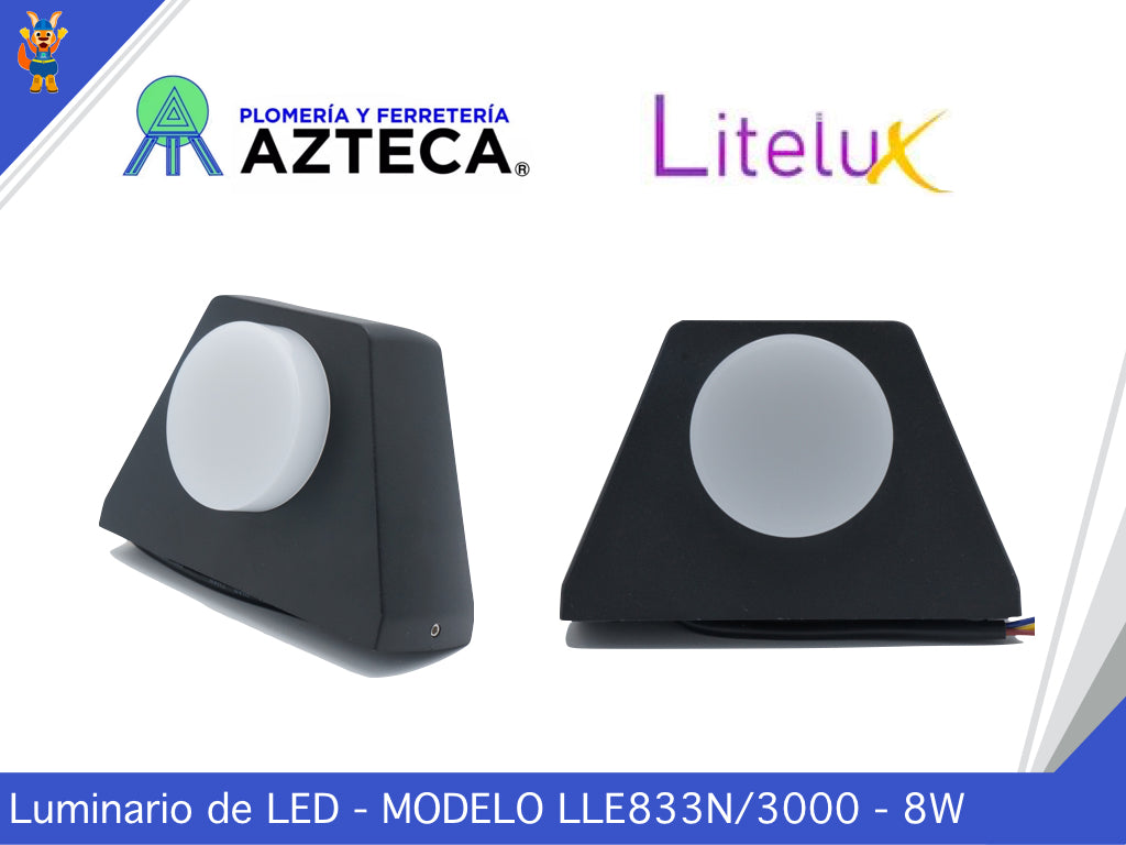 LUMINARIO ARBOTANTE DE MURO PARA INTERIOR Y EXTERIOR LITELUX 8W LLE833N/3000
