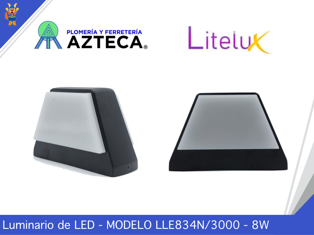 LUMINARIO ARBOTANTE DE MURO PARA INTERIOR Y EXTERIOR LITELUX 8W LLE834N/3000