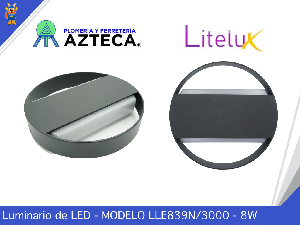LUMINARIO ARBOTANTE DE MURO PARA INTERIOR Y EXTERIOR LITELUX 8W LLE839N/3000