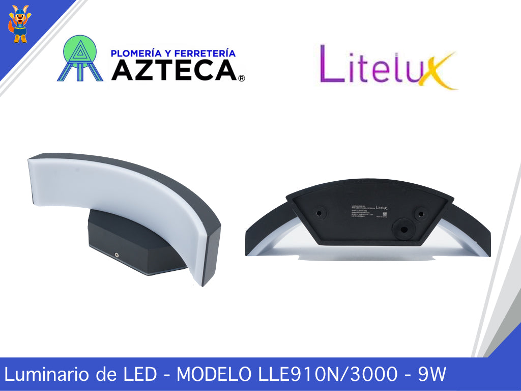 LUMINARIO ARBOTANTE DE MURO PARA INTERIOR Y EXTERIOR LITELUX 9W LLE910N/3000