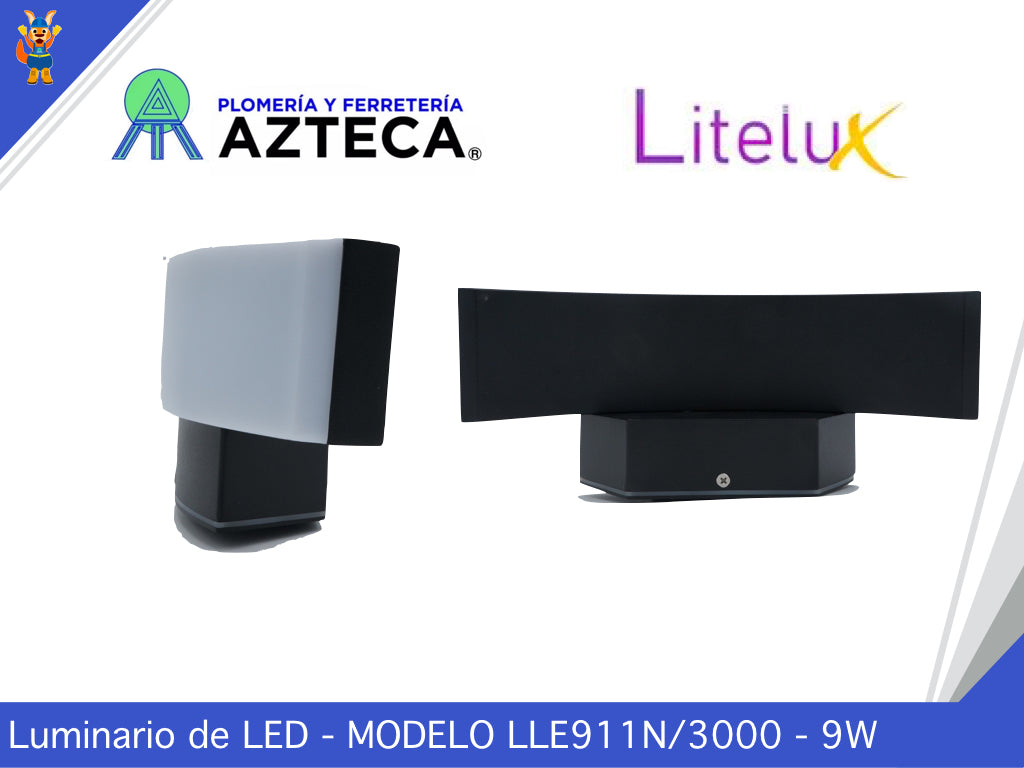 LUMINARIO ARBOTANTE DE MURO PARA INTERIOR Y EXTERIOR LITELUX 9W LLE911N/3000
