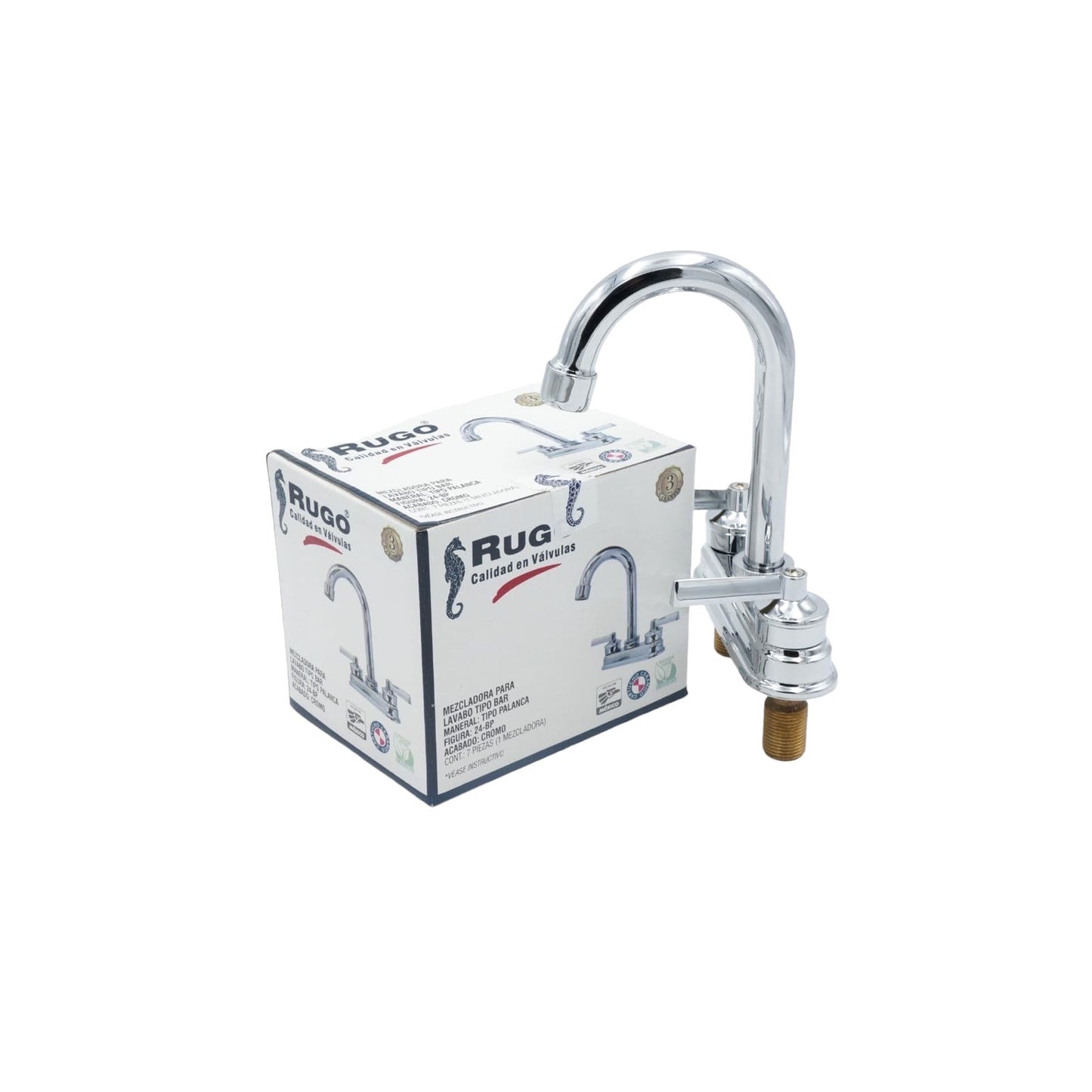 MEZCLADORA 4 PULGADAS CROMADA PARA LAVABO RUGO 24-BP