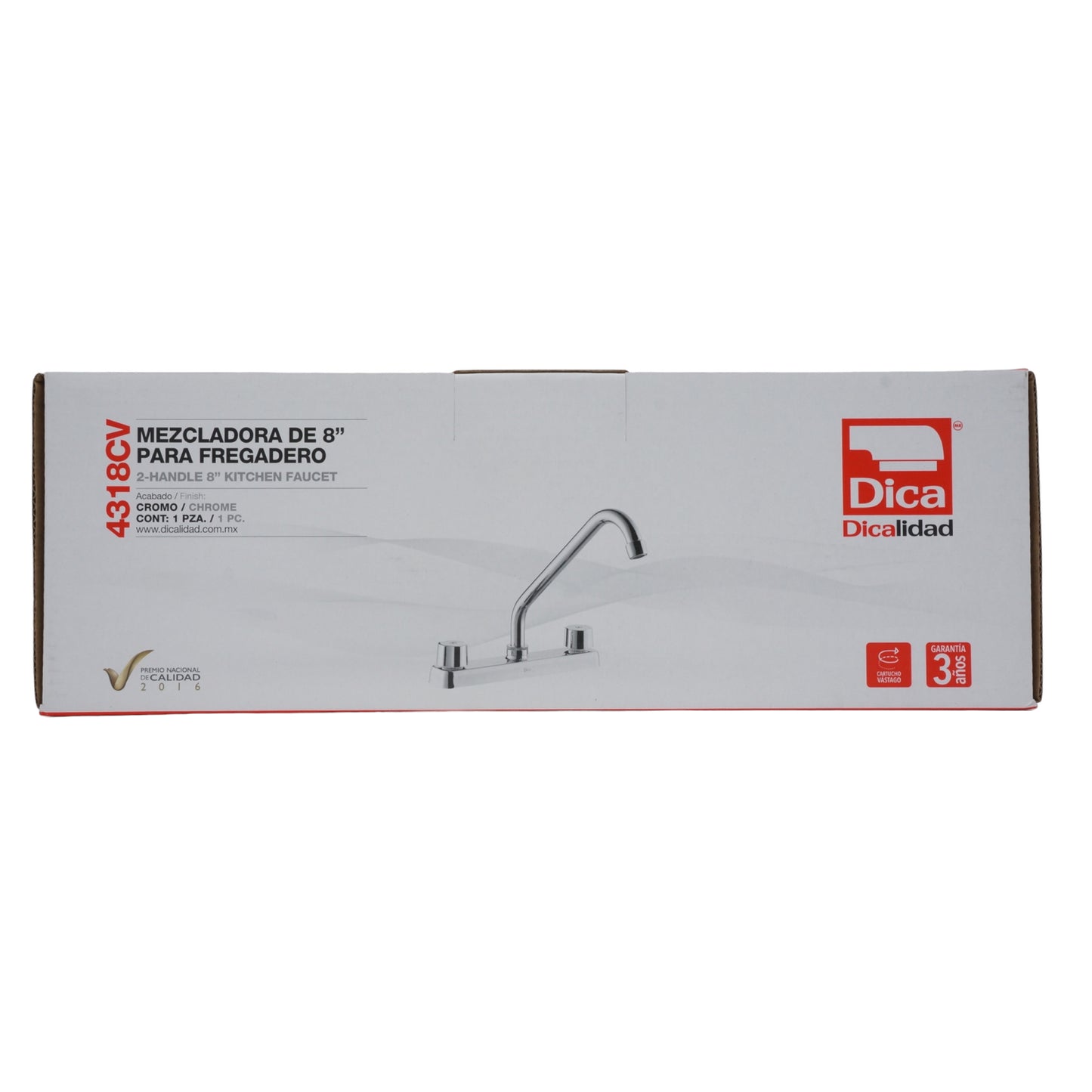 MEZCLADORA PARA FREGADERO CROMADA CARTUCHO DICA 4318CV