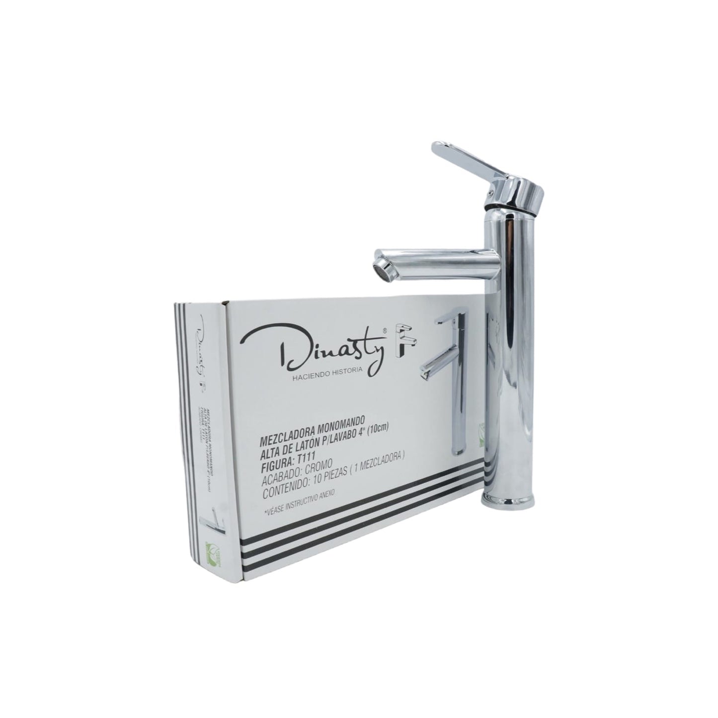 MEZCLADORA MONOMANDO ALTO PARA LAVABO CROMADO DINASTY T111