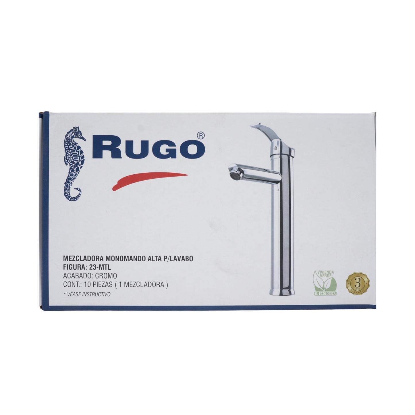 MEZCLADORA MONOMANDO PARA LAVABO CROMADO RUGO 23-MTL