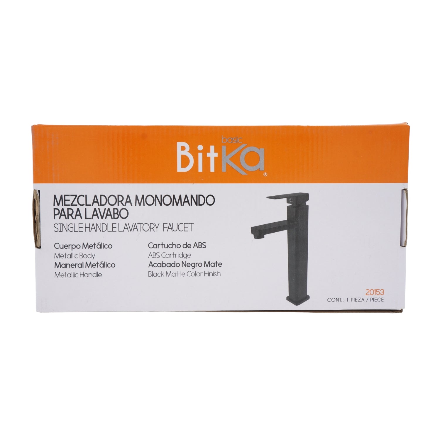 MEZCLADORA MONOMANDO NEGRO MATE PARA LAVABO BITKA 20153 FERRETERIA Y PLOMERIA AZTECA