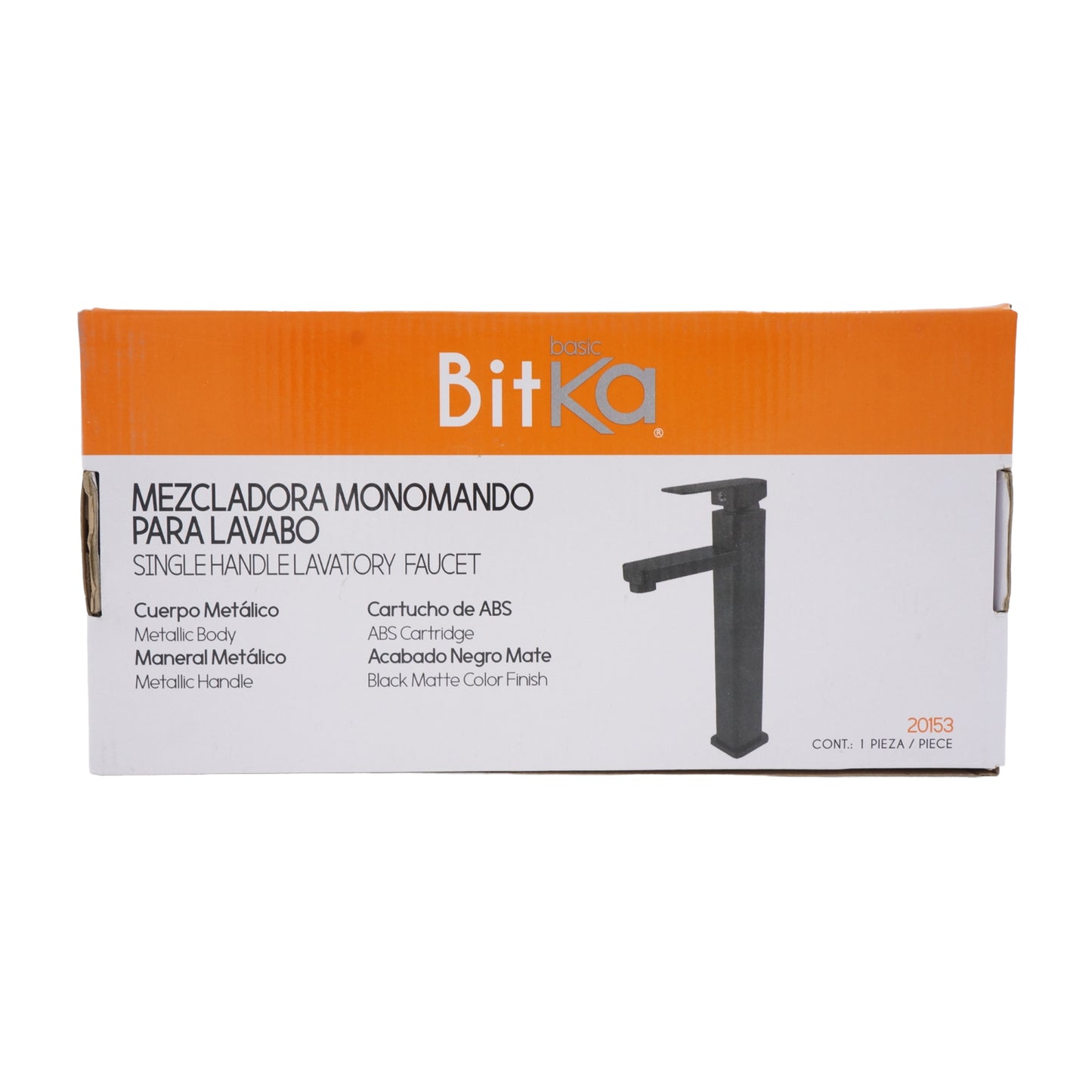 MEZCLADORA MONOMANDO NEGRO MATE PARA LAVABO BITKA 20153