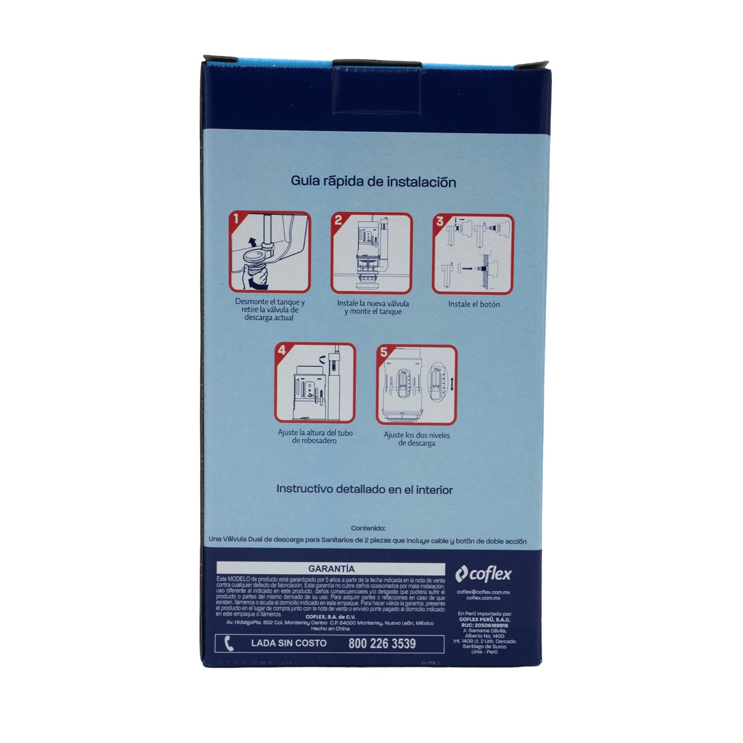 VALVULA DE DESCARGA DUAL PARA SANITARIO DE DOS PIEZAS CON DESCARGA DE 2" (50MM) COFLEX P-B6023