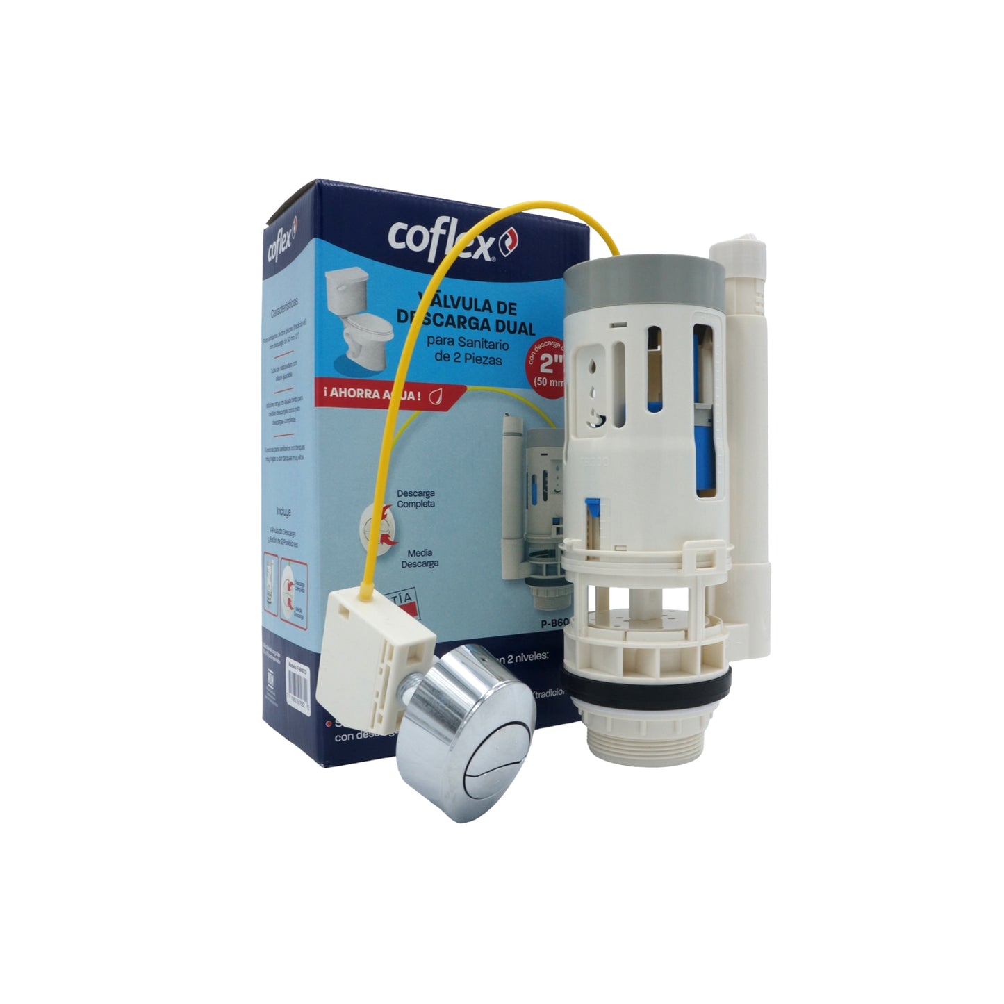 VALVULA DE DESCARGA DUAL PARA SANITARIO DE DOS PIEZAS CON DESCARGA DE 2" (50MM) COFLEX P-B6023