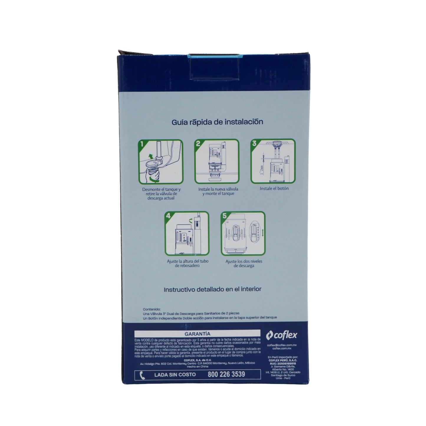 VALVULA DE DESCARGA DUAL PARA SANITARIOS DE DOS PIEZAS CON DESCARGA DE 3" (76MM) COFLEX P-B6032