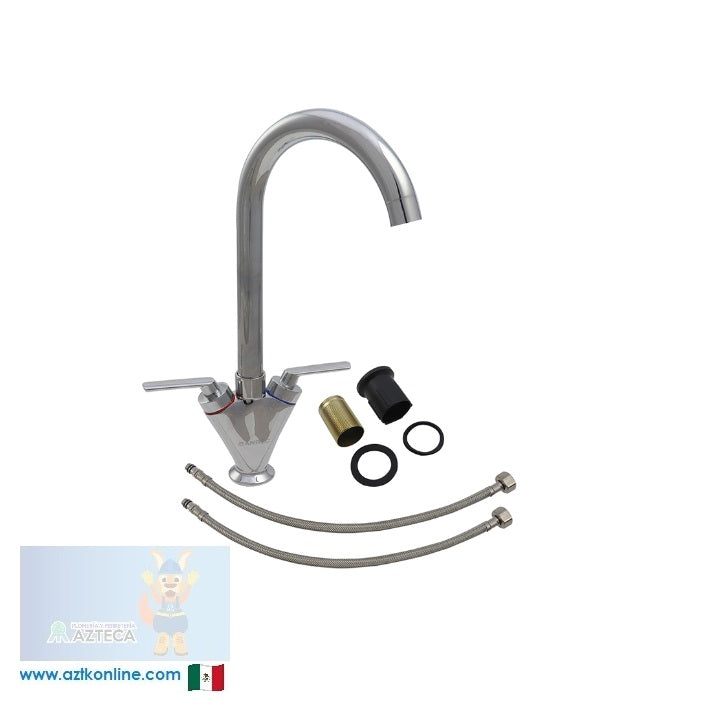 MEZCLADORA FREGADERO CROMADA CUBIERTA Y MANERALES ANBEC MEZF9220