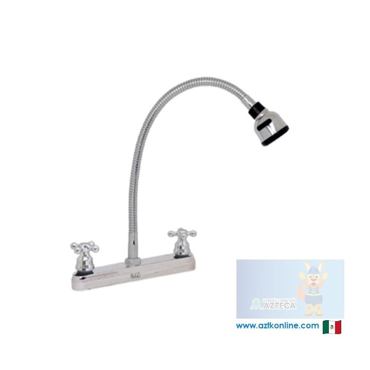 MEZCLADORA 8 PARA FREGADERO CROMADA PICO FLEXIBLE RUGO 8 CRF FERRETERIA Y PLOMERIA AZTECA