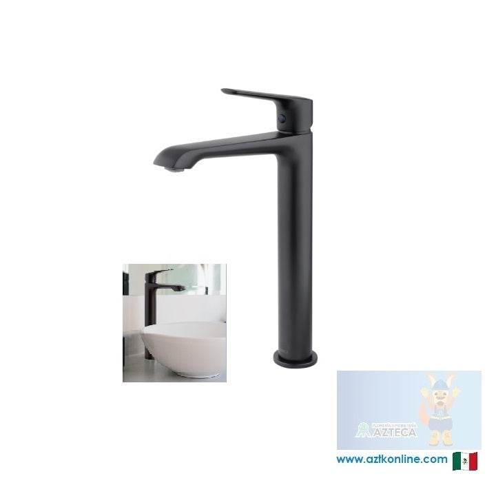 MEZCLADORA MONOMANDO ALTO PARA LAVABO NEGRO MATE UREEA 101CL.2