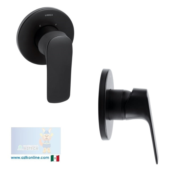 MONOMANDO DE EMPOTRAR PARA REGADERA NEGRO MATE SENCILLO URREA 9437LU.2