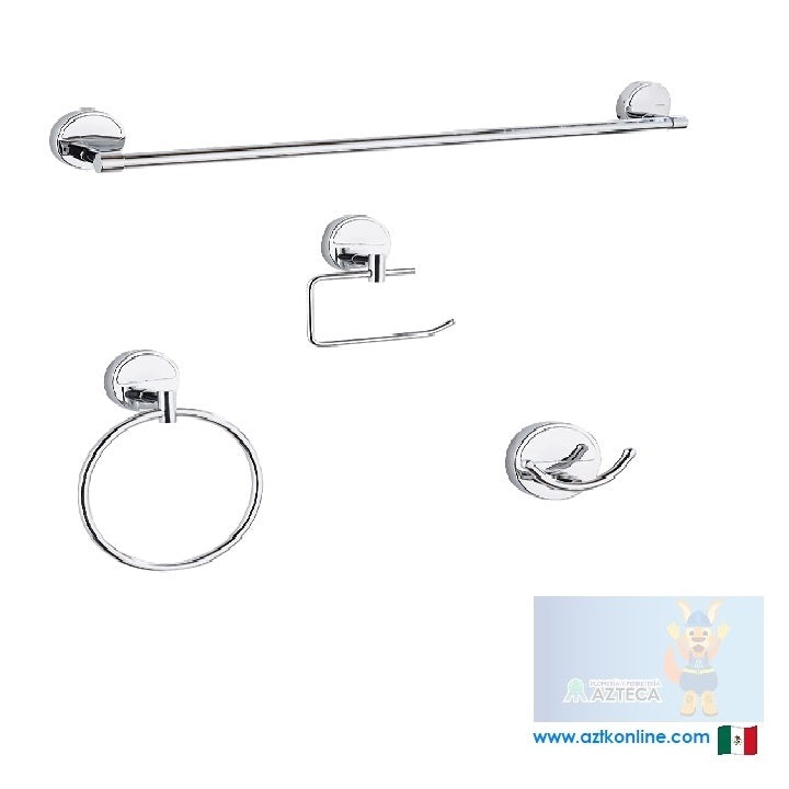 JUEGO DE ACCESORIOS PARA BAÑO 4 PIEZAS CROMADO DICA 3000