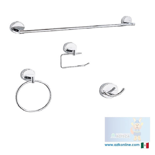 JUEGO DE ACCESORIOS PARA BAÑO 4 PIEZAS CROMADO DICA 3000