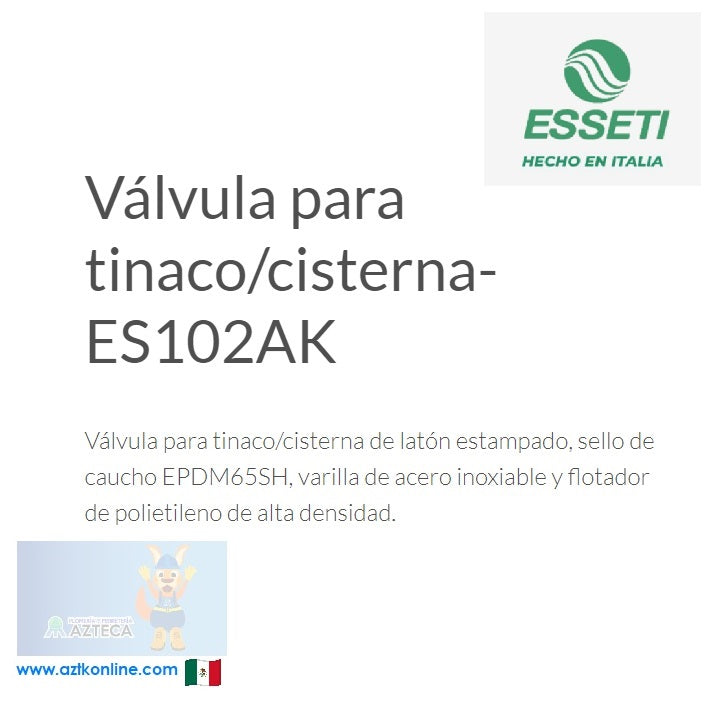 KIT DE VALVULA Y FLOTADOR  CON BARRA REDONDA ACERO INOXIDABLE 1/2" ESSETI