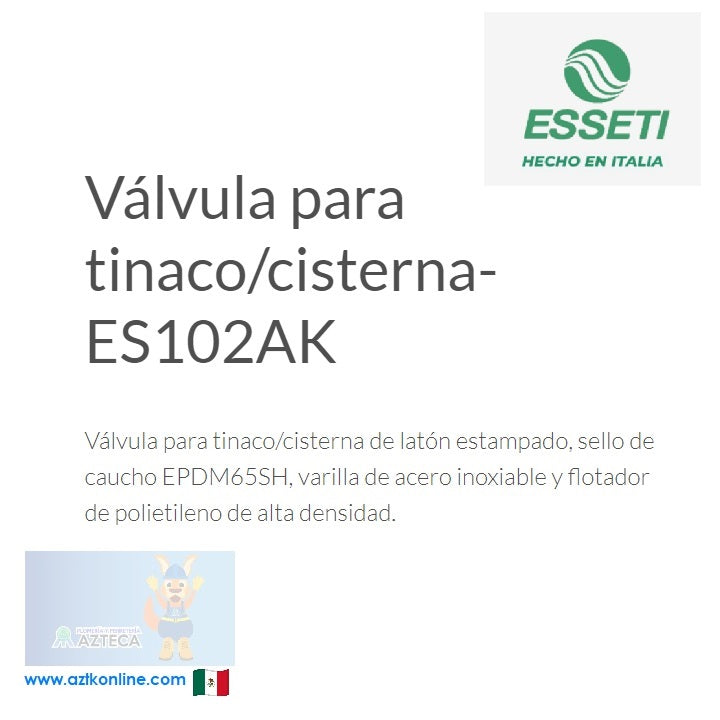 KIT VALVULA Y FLOTADOR CON BARRA REDONDA DE ACERO INOXIDABLE 1" ESSETI