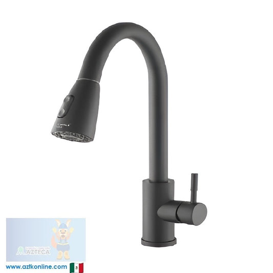 MONOMANDO PARA FREGADERO CUELLO ALTO NEGRO MATE LION TOOLS 3564