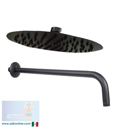 REGADERA REDONDA 8" ACERO INOXIDABLE NEGRO MATE CON BRAZO DINASTY