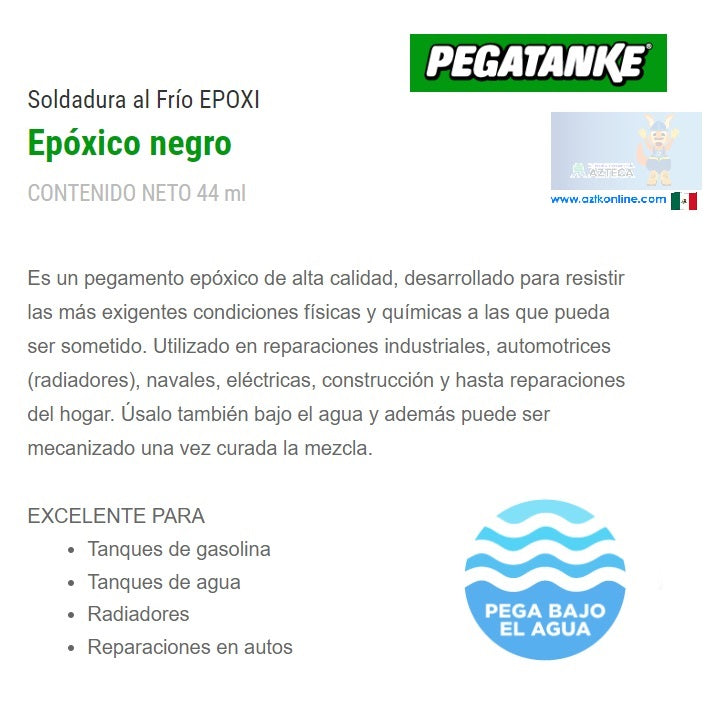 SOLDADURA AL FRIO EPOXI PEGATANQUE EPOXICO NEGRO 44ml
